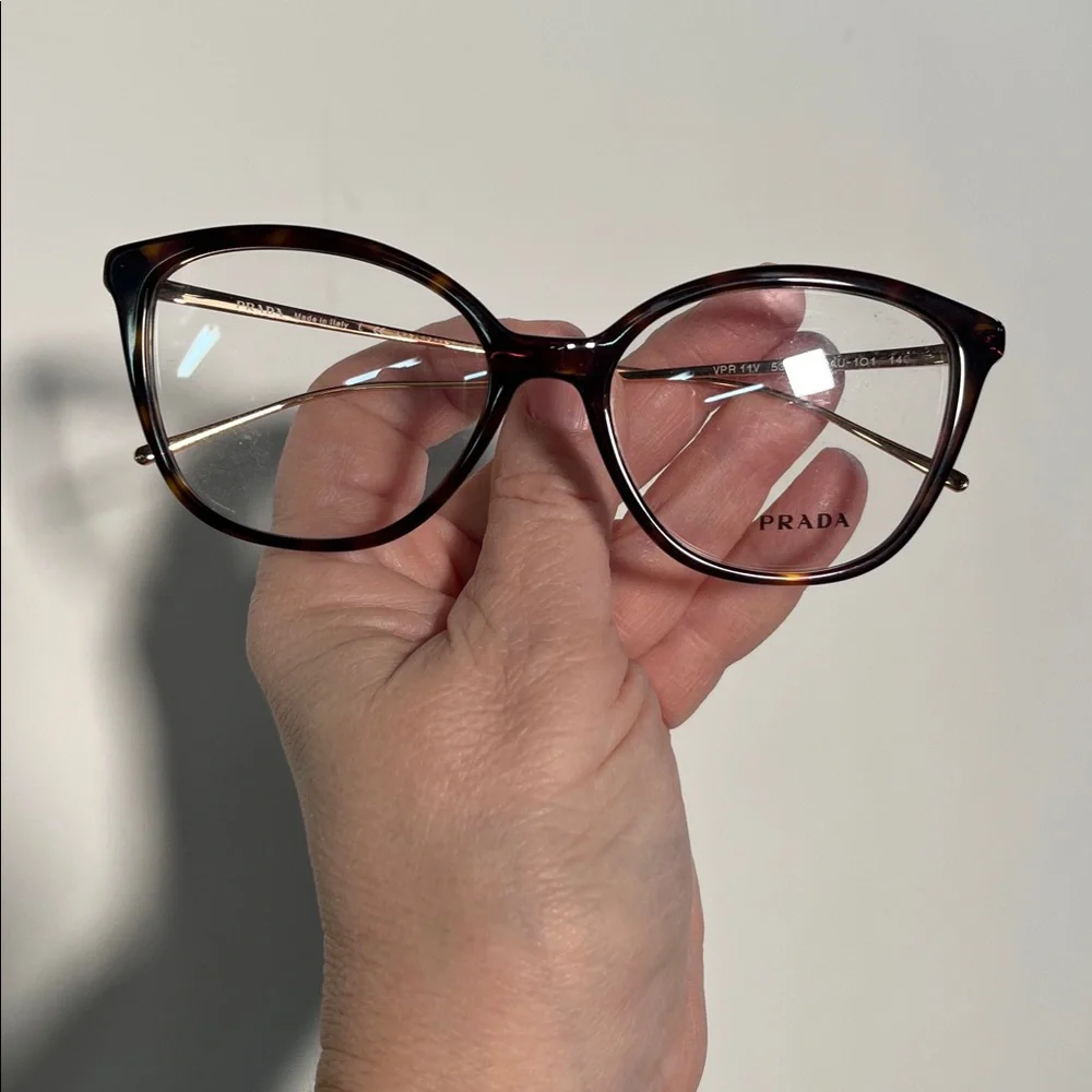 PRADA NWOT "Conceptual" VPR 11V Havana & Gold Mod Square/Cat Eye 53-17-140 Frame - Picture 13 of 16